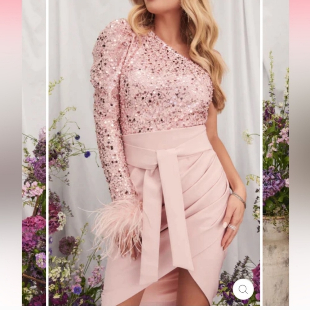 Lavish Alice One-Shoulder Sequin Embellished Dress
